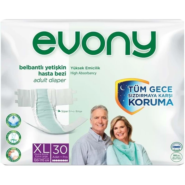 Evony Yetişkin Bezi Bel Bantlı Tekstil Yüzey XL - Ekstra Büyük - Extra Large 30 Adet Tekli Pk ürün görseli 1