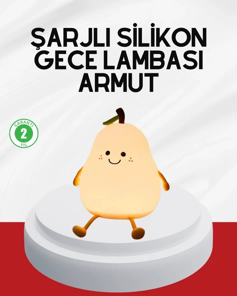 USB Şarjlı Armut Gece Lambası Dokunmatik Renk Değişimli ürün görseli 1