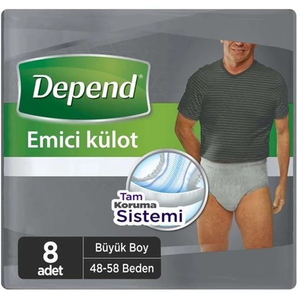 Depend Emici Külot Pants Yetişkin Bezi L - Büyük - Large Erkek (İç Adet 8 Adet) Tekli Pk ürün görseli 1