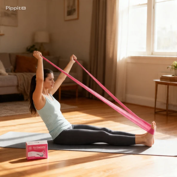 Profesyonel Pilates Bandı - Kırmızı Hafif/Orta Başlangıç Seviyesi - 1.5 Metre ürün görseli 1
