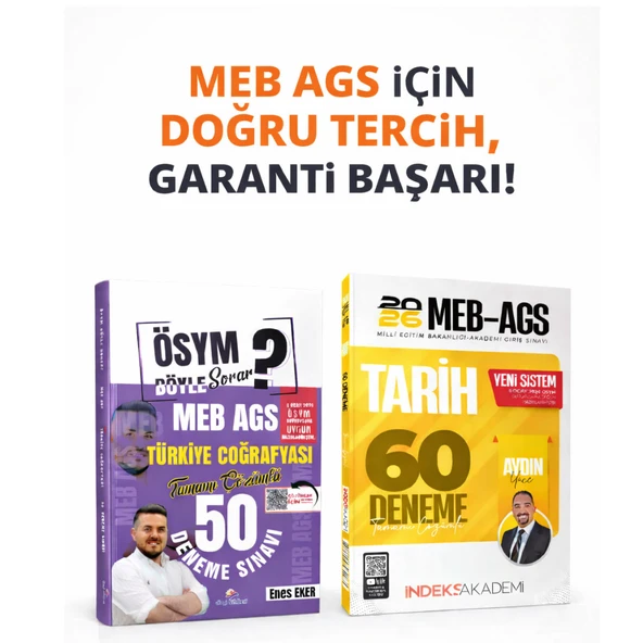 Dizgi Kitap 2026 MEB AGS Türkiye Coğrafyası 50 Deneme & İndeks MEB-AGS Tarih 60 Deneme Seti ürün görseli 1