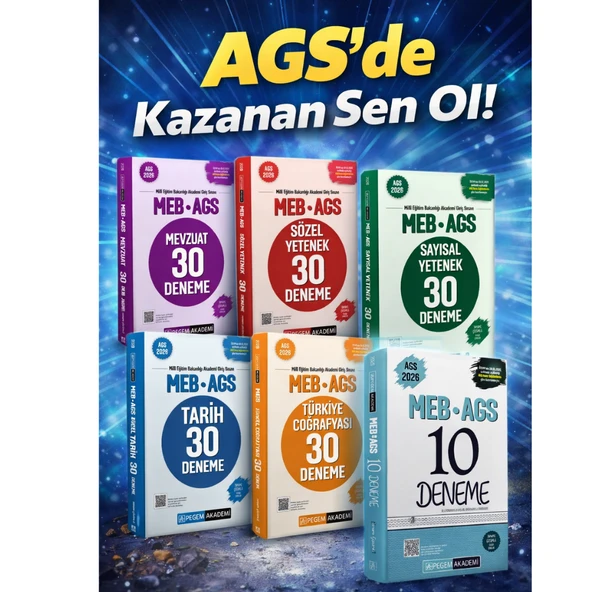 Pegem Yayınları 2026 MEB AGS Tamamı Çözümlü Deneme Seti Denemeden Kazanamazsın ürün görseli 1