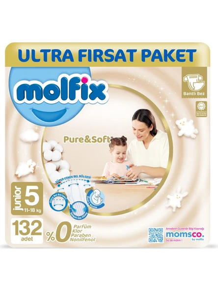 Molfix Pure&Soft 5 Numara Junior 66'lı 2 Adet Bebek Bezi ürün görseli 1