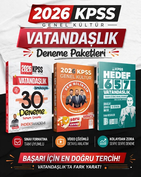 İndeks 2026 KPSS Vatandaşlık 30 Deneme & Benim Hocam KPSS Vatandaşlık Deneme & Benim Hocam KPSS Genel Kültür Sen Bilirsin Tarih-Coğrafya-Vatandaşlık Soru Cevap Kitabı Seti ürün görseli 1