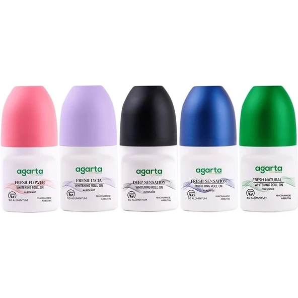 Agarta Roll-On Kadın 50 ML (Fresh Flower-Lycıa-Patchoulı Deep-Sensatıon-Natural) (5 Li Karma Set) ürün görseli 1