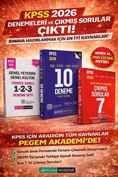 Pegem 2026 KPSS GKGY Türkiye Geneli 1-2-3 (3'lü Deneme Seti) & KPSS GKGY 10 Deneme & KPSS Çıkmış Sorular Seti ürün görseli 1