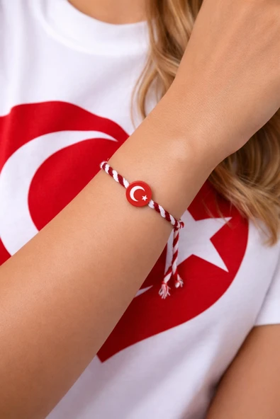 3 Adet Ayyıldızlı Marteniçka Bileklik Kırmızı - Beyaz ürün görseli 1