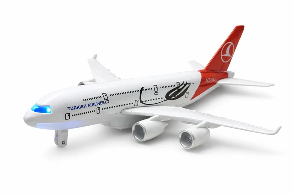 Türk Hava Yolları A330 Metal Gövdeli Uçak Büyük Boy 25 Cm Sesli Işıklı ÇekBırak Oyuncak Uçak ürün görseli 1