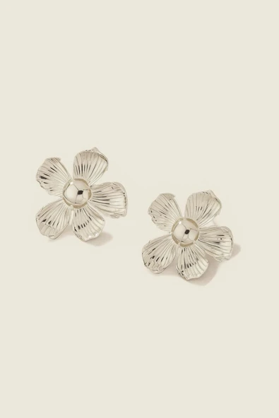 Silver Flower Papatya Küpe - Resim 3