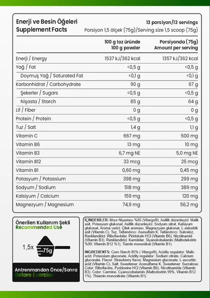 Titan Premium Vitargo Electrolytes 1000 Gr-ÇİLEKLİ - Resim 3