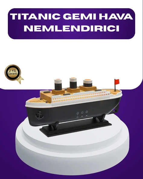 Titanik Gemi Tasarımlı LED Işıklı Hava Nemlendirici Buhar Efektli Oda Difüzörü ürün görseli 1