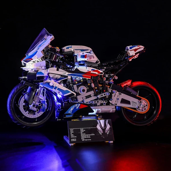 RGB Işıklı BMW M 1000 RR Technic Yapı Blok Seti | Motor Modeli (LEGO Marka Değildir) 1:5 Ölçek ürün görseli 1