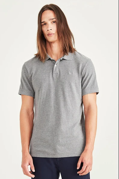 Rib Collar Gri Polo Tişört Beige Beige S ürün görseli 1