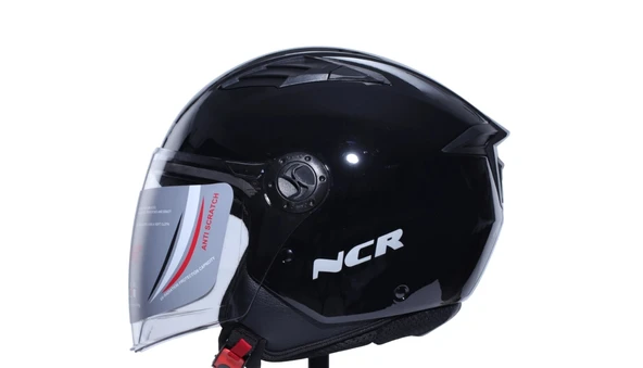 KASK ÇENESİZ VİZÖRLÜ NCR 236 ECE BELGELİ - PARLAK SİYAH SİYAH ürün görseli 1