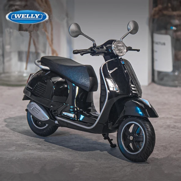 Welly 1:12 Ölçek Vespa GTS 300 Diecast Model – Gerçekçi Detaylı Metal Scooter Diecast Renk:Siyah ürün görseli 1