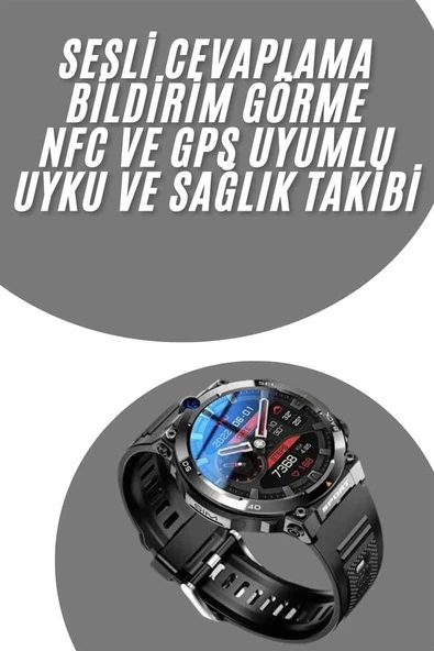 Akıllı Saat Yeni Model Sesli Asistan Bildirim Görme Bluetooth Bağlantılı Müzik Dinleme ürün görseli 1