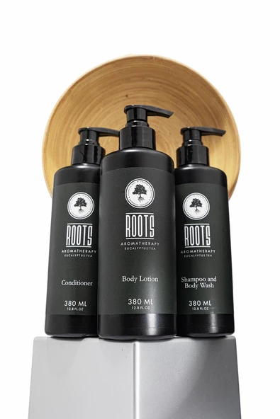 Roots Shampoo and Body Wash 380 ml + Conditioner 380 ml + Body Lotion 380 ml ürün görseli 1