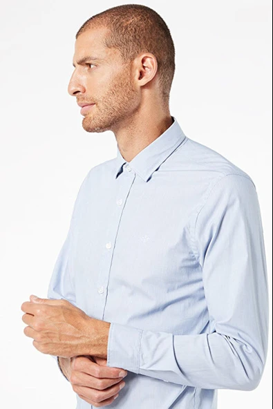 Refined Poplin Mavi Gömlek Blue Blue M - Resim 4
