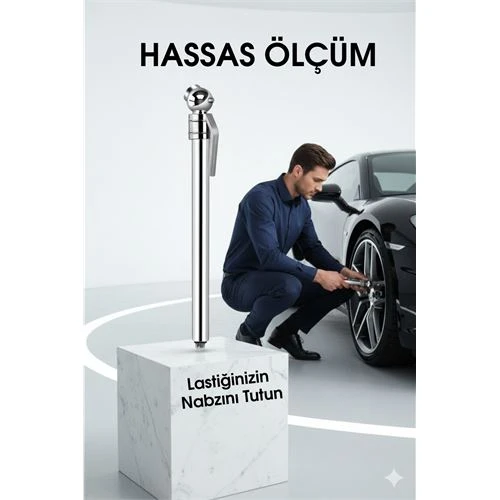 Profesyonel Kalem Tipi Lastik Basınç Ölçer Çift Skala PSI/bar Hassas Okuma ürün görseli 1