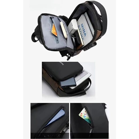 Powerbank Destekli Erkek Ön Göğüs Çantası ürün görseli 1