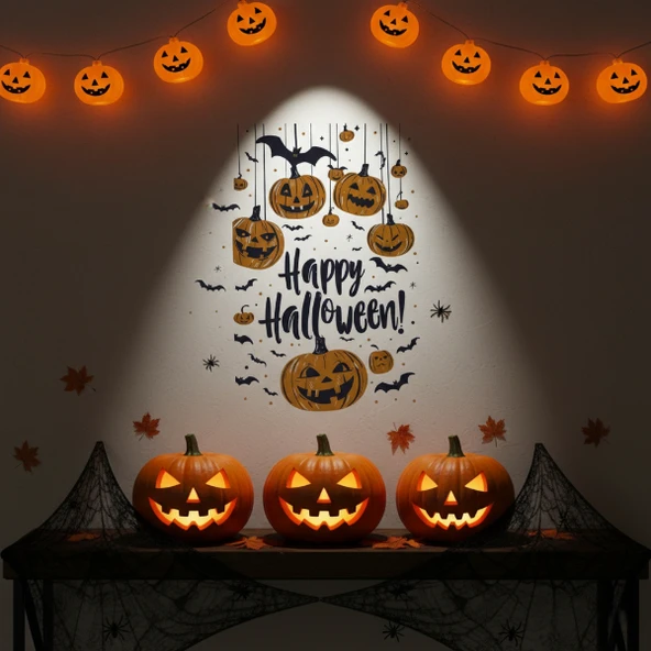 Halloween Temalı Balkabaklı Duvar Sticker Seti - Resim 4
