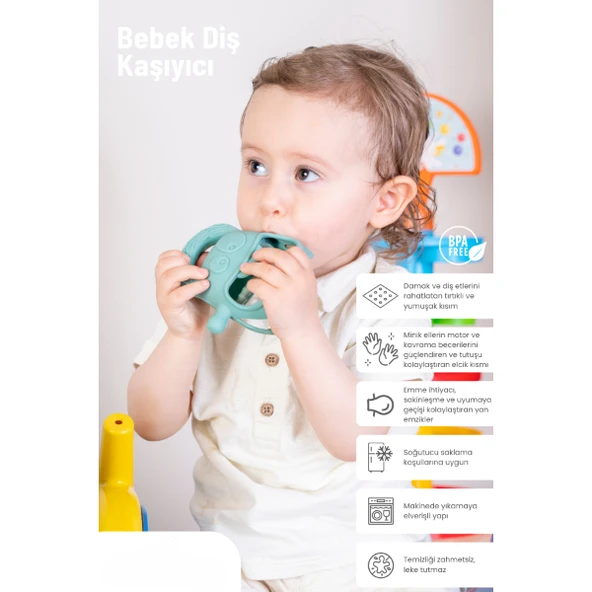 Koyu Yeşil Bebek Silikon Diş Kaşıyıcı ürün görseli 1