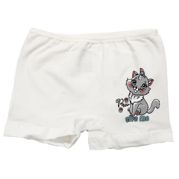 Kız Çocuk Beyaz Kedi Baskılı Düz Boxer 4-5 Yaş ürün görseli 1