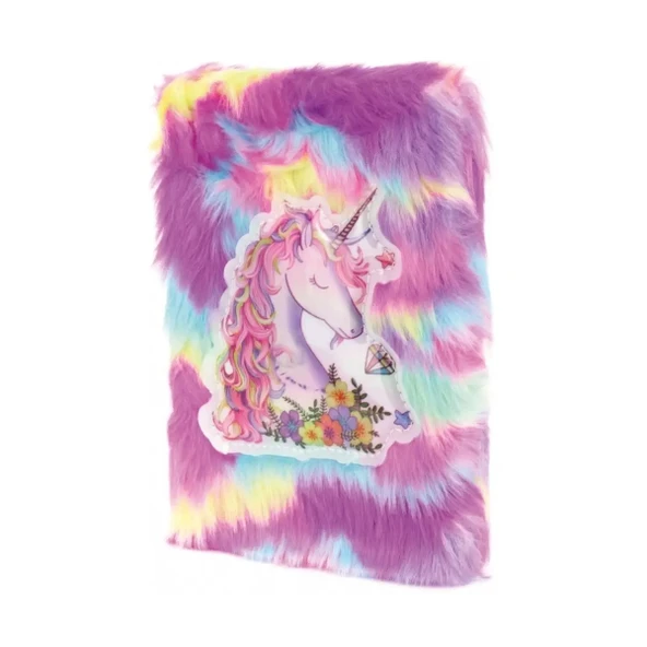 Çiçekli Unicorn Tasarımlı Peluş Hatıra Defteri ürün görseli 1