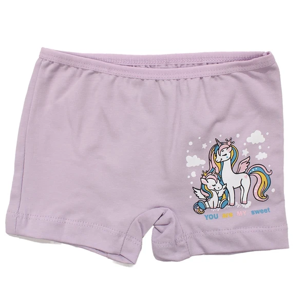 Kız Çocuk Lila Renkli Unicorn Baskılı Boxer 2-3 Yaş ürün görseli 1
