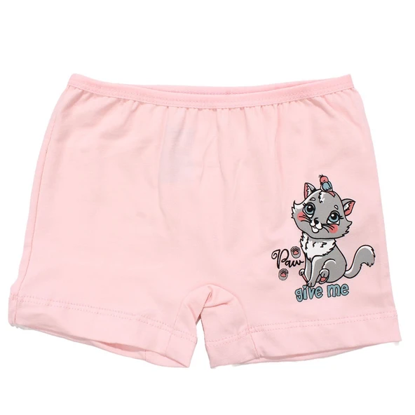 Kız Çocuk Pembe Kedi Baskılı Düz Boxer 4-5 Yaş ürün görseli 1