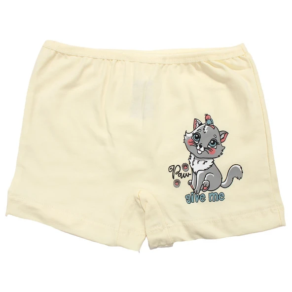 Kız Çocuk Sarı Kedi Baskılı Düz Boxer 4-5 Yaş ürün görseli 1
