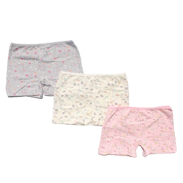 Kız Çocuk Ekru Pembe Gri 3'Lü Boxer ürün görseli 1