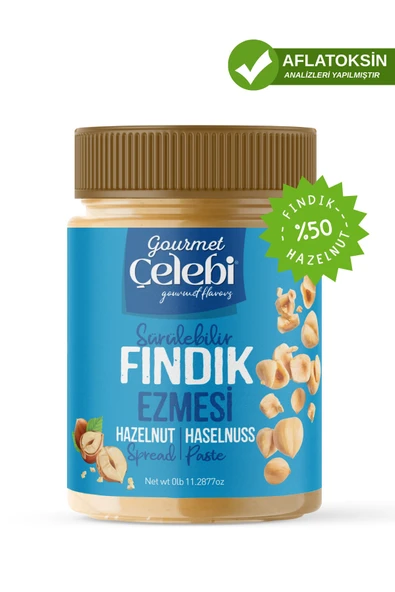 Gourmet Çelebi Fındık ezmesi 320 gr. - Sürülebilir Kahvaltılık Fındık Ezmesi ürün görseli 1
