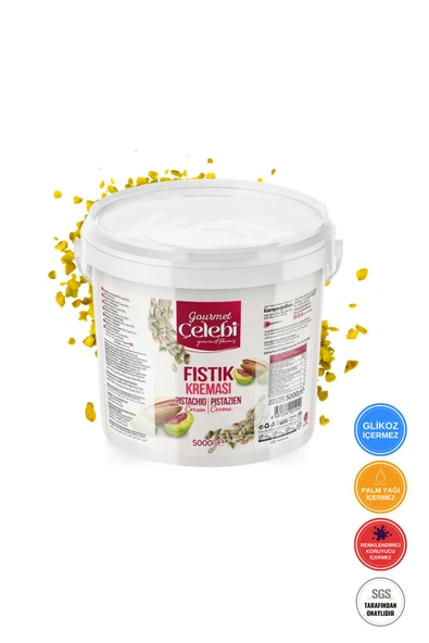 Gourmet Çelebi Antep Fıstık Kreması 5 Kg - Pastanelik Sürülebilir Fıstık Kreması Kova Ambalaj ürün görseli 1