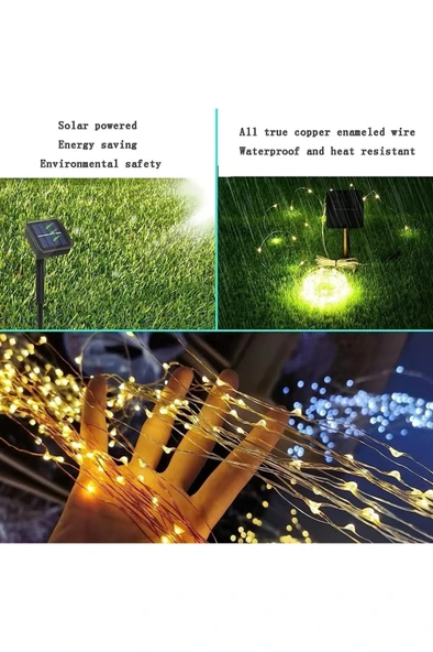 Güneş Enerjili 200 LED Dış Mekan Aydınlatma Şeridi ürün görseli 1