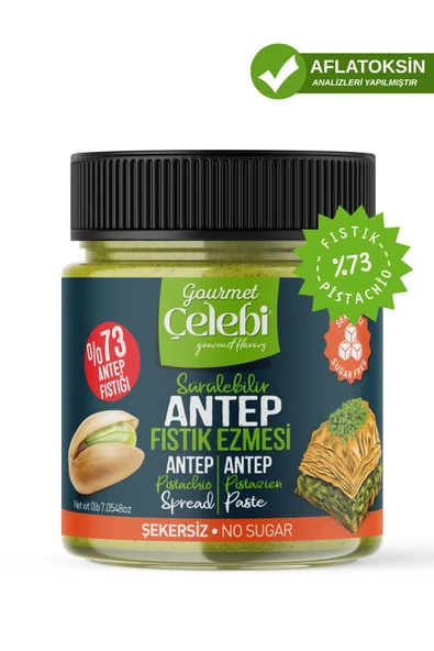 Gourmet Çelebi Şekersiz Sürülebilir Antep Fıstık Ezmesi 200 Gr. - Gerçek Antep Fıstığı Ezmesi ürün görseli 1