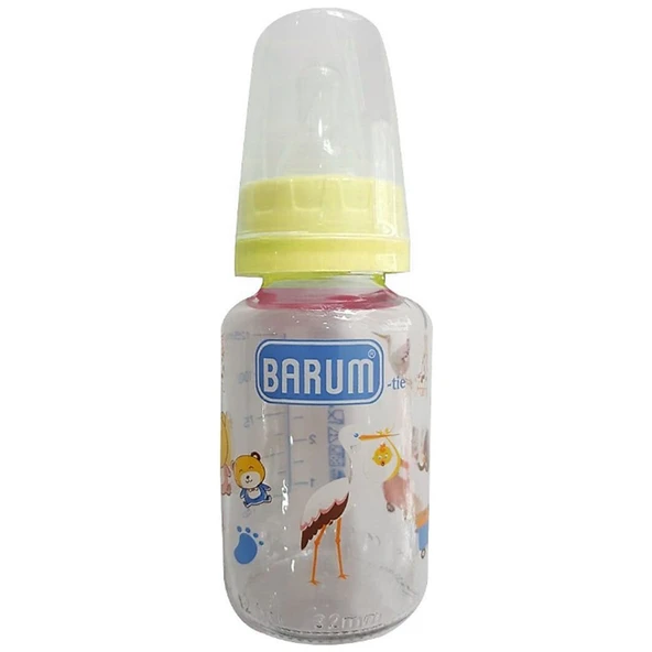 Barum Hayvan Desenli Kiraz Uçlu Sarı Cam Biberon 125 ml ürün görseli 1