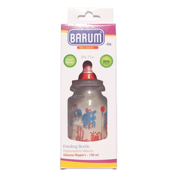 Barum Kırmızı Balıklı Desenli Biberon 150 ml ürün görseli 1