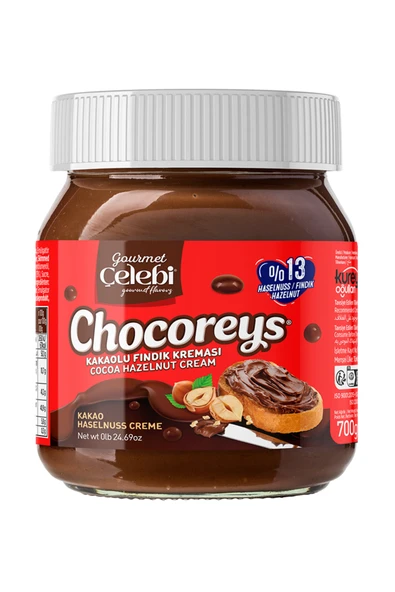Gourmet Çelebi Chocoreys Kakaolu Fındık Kreması 700 Gr - Sürülebilir Kahvaltılık Premium ürün görseli 1