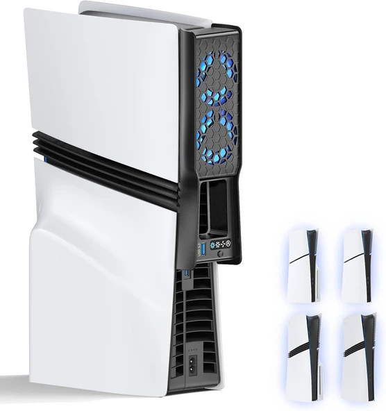 PS5 Slim/PS5 PRO Uyumlu 3 Kademeli RGB OTO MOD Arka Soğutucu Fan DR35159 ürün görseli 1