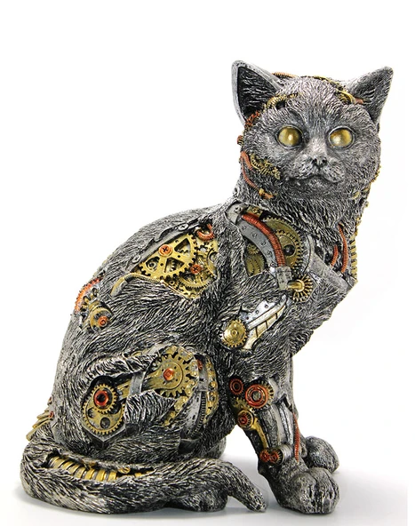 Steampunk Polyester Kedi Figürü Model 2 ürün görseli 1