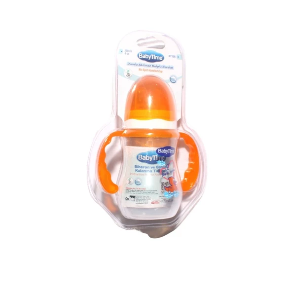 Babytime Turuncu Damla Akıtmaz Kuplu Bardak Biberon 250 ML ürün görseli 1