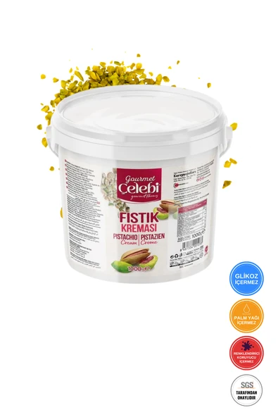 Gourmet Çelebi Antep Fıstık Kreması 1000 Gr - %35 Gerçek Antep Fıstığı Kreması Özel ürün görseli 1