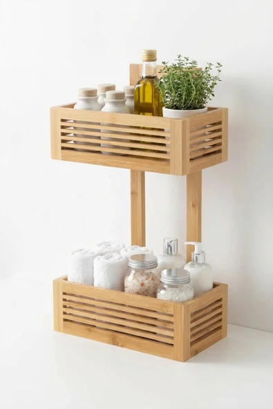 MAKRİ HOME Bambu 2 Katlı Mutfak & Banyo, Mutfak Düzenleyici Organizer ürün görseli 1