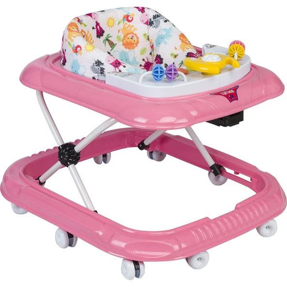 Unisex Hayvan Desenli Pembe Desenli Piyona Tuşlu Melodili Yürüteç ürün görseli 1