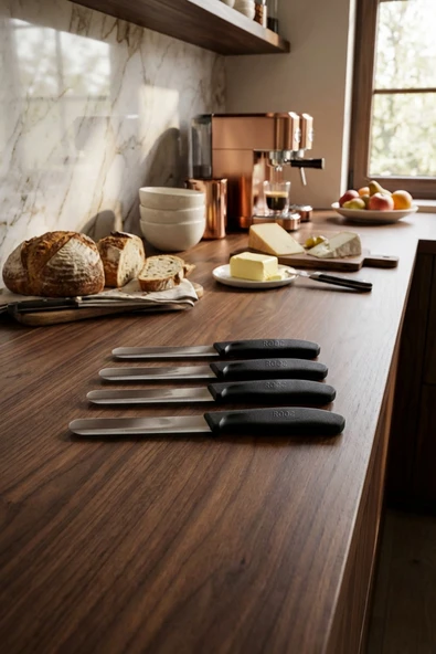 MAKRİ HOME 4'lü Ultra Keskin Tırtıklı Bıçak Seti, Siyah 22 Cm %100 Garantili Paslanmaz Çelik ürün görseli 1