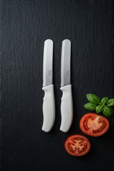MAKRİ HOME 2'li Ultra Keskin Tırtıklı Bıçak Seti, Beyaz 22 Cm %100 Garantili Paslanmaz Çelik ürün görseli 1