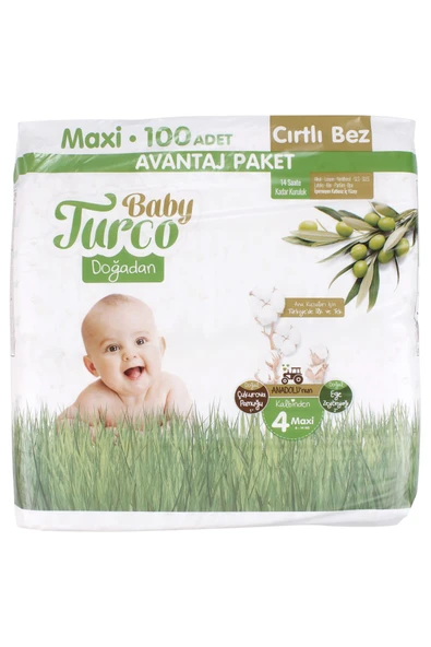 Baby Turco Doğadan Fırsat Paketi Bebek Bezi 4 Numara 100 Adet ürün görseli 1
