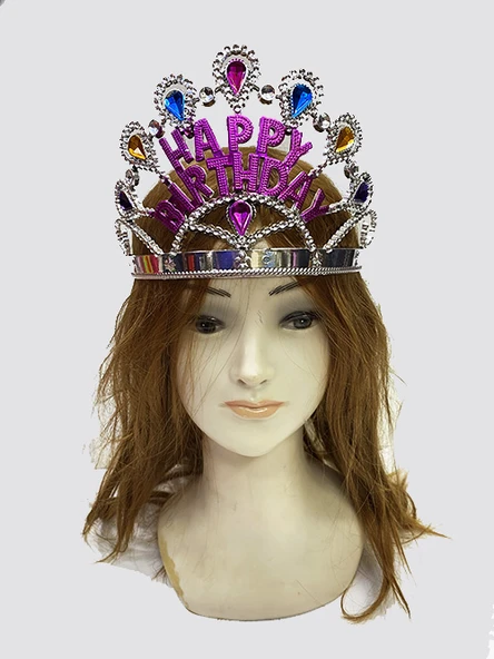 Gümüş Renk Happy Birthday Yazılı Doğum Günü Tacı ürün görseli 1