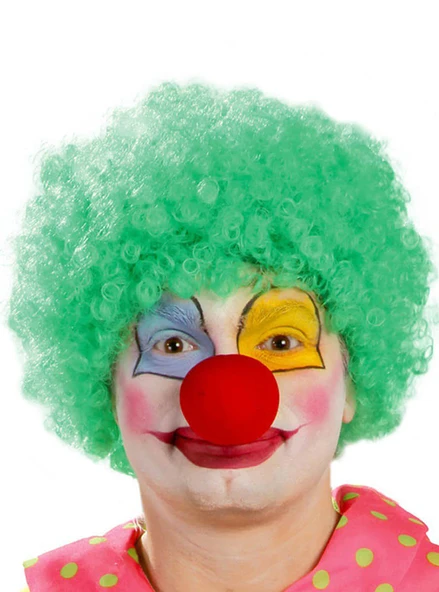 Yeşil Renk Kıvırcık Afro Palyaço Seti ürün görseli 1